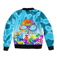 World Autism Awareness Day 2024 Sleeve Zip Bomber Jacket In A World Where You Can Be Anything Be Kind - Wonder Print Shop