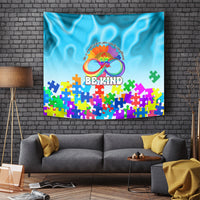 World Autism Awareness Day 2024 Tapestry In A World Where You Can Be Anything Be Kind - Wonder Print Shop