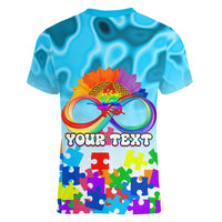 World Autism Awareness Day 2024 Women V Neck T Shirt In A World Where You Can Be Anything Be Kind - Wonder Print Shop