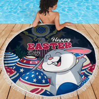 American Easter Day 2024 Beach Blanket Bunny With US Easter Eggs - Wonder Print Shop
