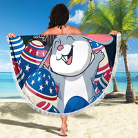 American Easter Day 2024 Beach Blanket Bunny With US Easter Eggs - Wonder Print Shop