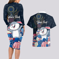 American Easter Day 2024 Couples Matching Long Sleeve Bodycon Dress and Hawaiian Shirt Bunny With US Easter Eggs - Wonder Print Shop