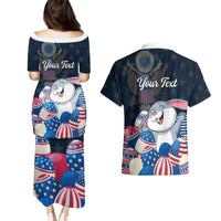 American Easter Day 2024 Couples Matching Puletasi and Hawaiian Shirt Bunny With US Easter Eggs - Wonder Print Shop