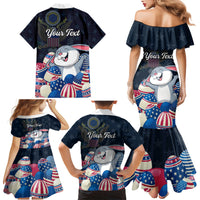 American Easter Day 2024 Family Matching Mermaid Dress and Hawaiian Shirt Bunny With US Easter Eggs - Wonder Print Shop