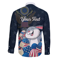 American Easter Day 2024 Family Matching Off The Shoulder Long Sleeve Dress and Hawaiian Shirt Bunny With US Easter Eggs - Wonder Print Shop