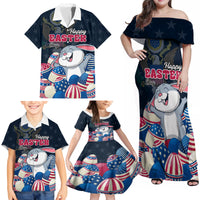 American Easter Day 2024 Family Matching Off Shoulder Maxi Dress and Hawaiian Shirt Bunny With US Easter Eggs - Wonder Print Shop