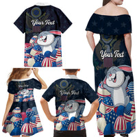 American Easter Day 2024 Family Matching Off Shoulder Maxi Dress and Hawaiian Shirt Bunny With US Easter Eggs - Wonder Print Shop