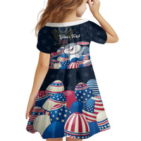 American Easter Day 2024 Family Matching Short Sleeve Bodycon Dress and Hawaiian Shirt Bunny With US Easter Eggs - Wonder Print Shop