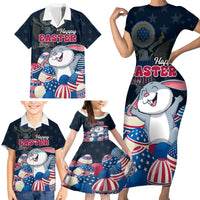 American Easter Day 2024 Family Matching Short Sleeve Bodycon Dress and Hawaiian Shirt Bunny With US Easter Eggs - Wonder Print Shop