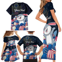 American Easter Day 2024 Family Matching Short Sleeve Bodycon Dress and Hawaiian Shirt Bunny With US Easter Eggs - Wonder Print Shop