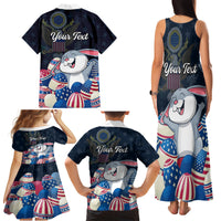 American Easter Day 2024 Family Matching Tank Maxi Dress and Hawaiian Shirt Bunny With US Easter Eggs - Wonder Print Shop