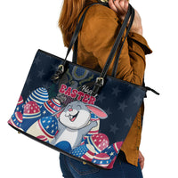 American Easter Day 2024 Leather Tote Bag Bunny With US Easter Eggs - Wonder Print Shop
