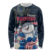 American Easter Day 2024 Long Sleeve Shirt Bunny With US Easter Eggs - Wonder Print Shop