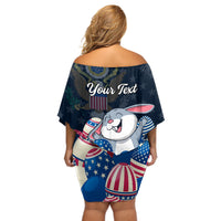 American Easter Day 2024 Off Shoulder Short Dress Bunny With US Easter Eggs - Wonder Print Shop
