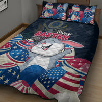 American Easter Day 2024 Quilt Bed Set Bunny With US Easter Eggs - Wonder Print Shop