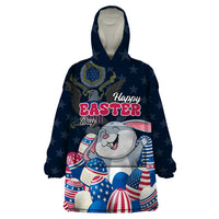 American Easter Day 2024 Wearable Blanket Hoodie Bunny With US Easter Eggs - Wonder Print Shop