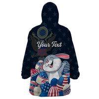 American Easter Day 2024 Wearable Blanket Hoodie Bunny With US Easter Eggs - Wonder Print Shop