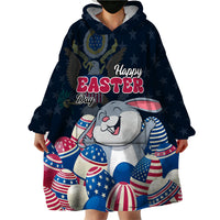 American Easter Day 2024 Wearable Blanket Hoodie Bunny With US Easter Eggs - Wonder Print Shop