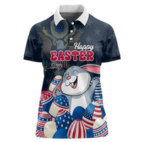 American Easter Day 2024 Women Polo Shirt Bunny With US Easter Eggs - Wonder Print Shop