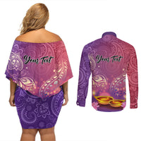 Puthandu Vazthukal 2024 Couples Matching Off Shoulder Short Dress and Long Sleeve Button Shirt Happy Tamil New Year - Wonder Print Shop