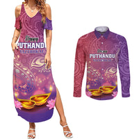 Puthandu Vazthukal 2024 Couples Matching Summer Maxi Dress and Long Sleeve Button Shirt Happy Tamil New Year - Wonder Print Shop