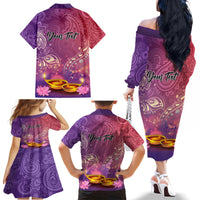 Puthandu Vazthukal 2024 Family Matching Off The Shoulder Long Sleeve Dress and Hawaiian Shirt Happy Tamil New Year - Wonder Print Shop