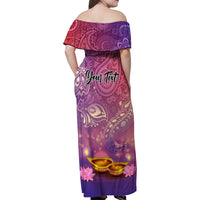 Puthandu Vazthukal 2024 Family Matching Off Shoulder Maxi Dress and Hawaiian Shirt Happy Tamil New Year - Wonder Print Shop