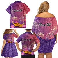 Puthandu Vazthukal 2024 Family Matching Off Shoulder Short Dress and Hawaiian Shirt Happy Tamil New Year - Wonder Print Shop