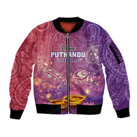 Puthandu Vazthukal 2024 Sleeve Zip Bomber Jacket Happy Tamil New Year - Wonder Print Shop