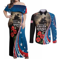 US Memorial Day 2025 Couples Matching Off Shoulder Maxi Dress and Long Sleeve Button Shirt Remembering Our Fallen Heroes