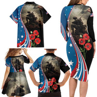 US Memorial Day 2025 Family Matching Long Sleeve Bodycon Dress and Hawaiian Shirt Remembering Our Fallen Heroes