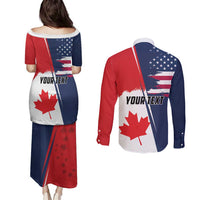Personalized Canada Goose x USA Band Eagle Faced Off Couples Matching Puletasi and Long Sleeve Button Shirt