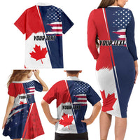 Personalized Canada Goose x USA Band Eagle Faced Off Family Matching Long Sleeve Bodycon Dress and Hawaiian Shirt