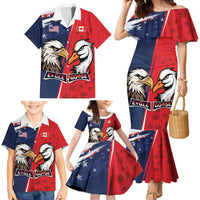 Personalized Canada Goose x USA Band Eagle Faced Off Family Matching Mermaid Dress and Hawaiian Shirt