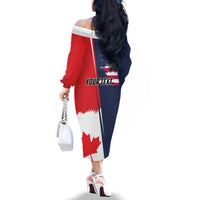 Personalized Canada Goose x USA Band Eagle Faced Off Family Matching Off The Shoulder Long Sleeve Dress and Hawaiian Shirt