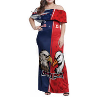 Personalized Canada Goose x USA Band Eagle Faced Off Family Matching Off Shoulder Maxi Dress and Hawaiian Shirt