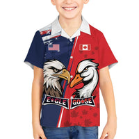 Personalized Canada Goose x USA Band Eagle Faced Off Family Matching Off Shoulder Maxi Dress and Hawaiian Shirt