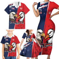 Personalized Canada Goose x USA Band Eagle Faced Off Family Matching Short Sleeve Bodycon Dress and Hawaiian Shirt