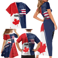Personalized Canada Goose x USA Band Eagle Faced Off Family Matching Short Sleeve Bodycon Dress and Hawaiian Shirt