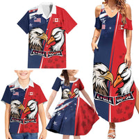 Personalized Canada Goose x USA Band Eagle Faced Off Family Matching Summer Maxi Dress and Hawaiian Shirt