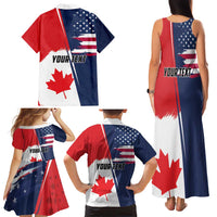 Personalized Canada Goose x USA Band Eagle Faced Off Family Matching Tank Maxi Dress and Hawaiian Shirt
