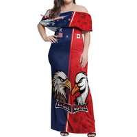 Personalized Canada Goose x USA Band Eagle Faced Off Off Shoulder Maxi Dress