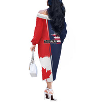 Personalized Canada Goose x USA Band Eagle Faced Off Off The Shoulder Long Sleeve Dress