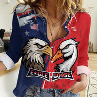 Personalized Canada Goose x USA Band Eagle Faced Off Women Casual Shirt
