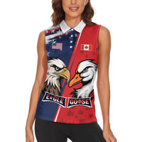 Personalized Canada Goose x USA Band Eagle Faced Off Women Sleeveless Polo Shirt
