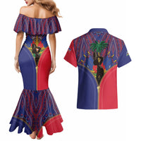 Haiti Heritage Month Couples Matching Mermaid Dress and Hawaiian Shirt Zipper Stylized