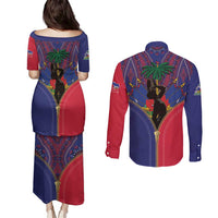 Haiti Heritage Month Couples Matching Puletasi and Long Sleeve Button Shirt Zipper Stylized