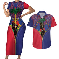 Haiti Heritage Month Couples Matching Short Sleeve Bodycon Dress and Hawaiian Shirt Zipper Stylized