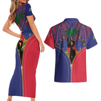 Haiti Heritage Month Couples Matching Short Sleeve Bodycon Dress and Hawaiian Shirt Zipper Stylized