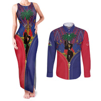 Haiti Heritage Month Couples Matching Tank Maxi Dress and Long Sleeve Button Shirt Zipper Stylized